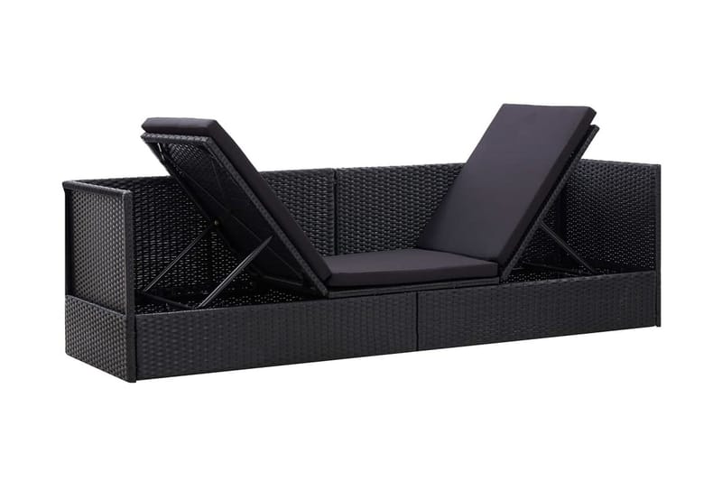 Trädgårdssoffa med dyna och kudde konstrotting svart - Svart - Utemöbler - Loungemöbler - Loungesoffa