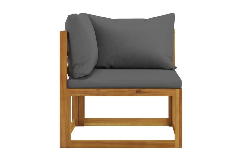 Trädgårdssoffa med dynor 4-sits massivt akaciaträ - Grå - Utemöbler - Loungemöbler - Loungesoffa