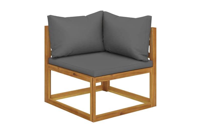 Trädgårdssoffa med dynor 4-sits massivt akaciaträ - Grå - Utemöbler - Loungemöbler - Loungesoffa
