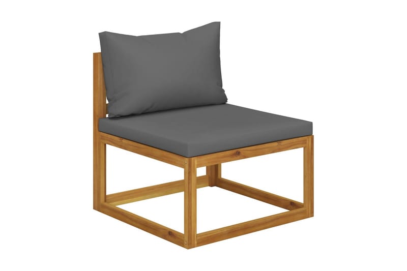 Trädgårdssoffa med dynor 4-sits massivt akaciaträ - Grå - Utemöbler - Loungemöbler - Loungesoffa