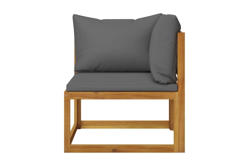 Trädgårdssoffa med dynor 4-sits massivt akaciaträ - Grå - Utemöbler - Loungemöbler - Loungesoffa