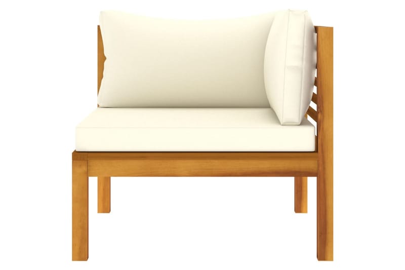 Trädgårdssoffa med dynor gräddvit 2-sits massivt akaciaträ - Brun - Utemöbler - Loungemöbler - Loungesoffa
