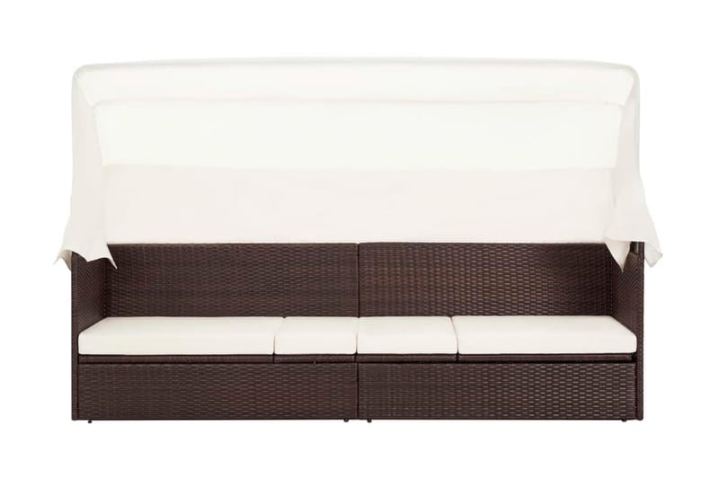 Trädgårdssoffa med tak konstrotting brun - Brun - Utemöbler - Loungemöbler - Loungesoffa
