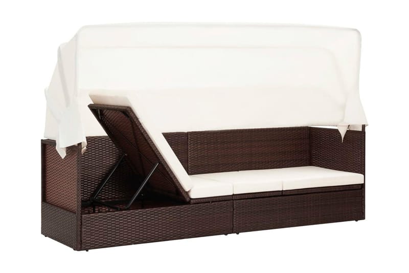 Trädgårdssoffa med tak konstrotting brun - Brun - Utemöbler - Loungemöbler - Loungesoffa