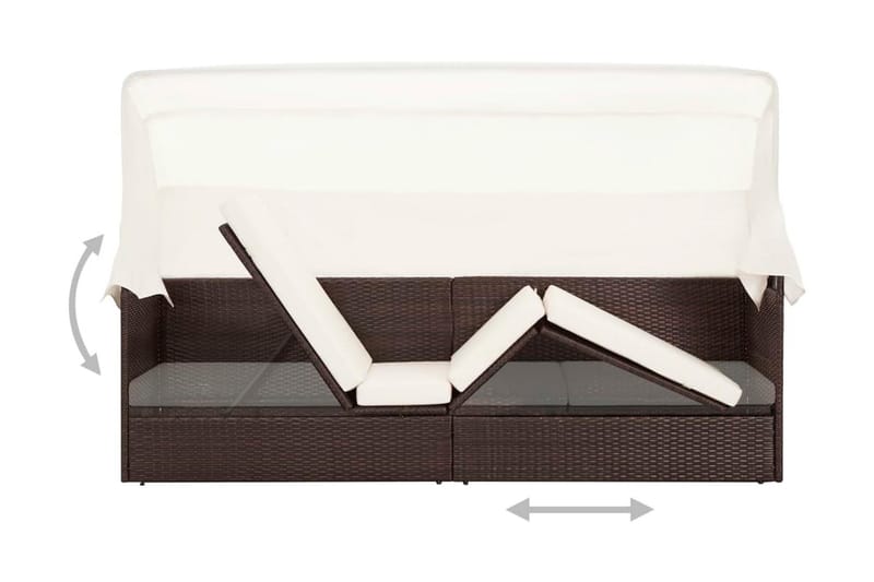 Trädgårdssoffa med tak konstrotting brun - Brun - Utemöbler - Loungemöbler - Loungesoffa