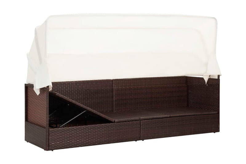 Trädgårdssoffa med tak konstrotting brun - Brun - Utemöbler - Loungemöbler - Loungesoffa