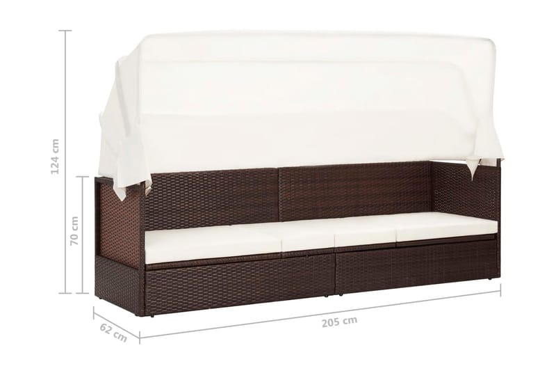 Trädgårdssoffa med tak konstrotting brun - Brun - Utemöbler - Loungemöbler - Loungesoffa