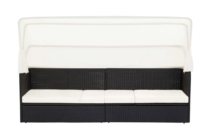 Trädgårdssoffa med tak svart konstrotting - Svart - Utemöbler - Loungemöbler - Loungesoffa