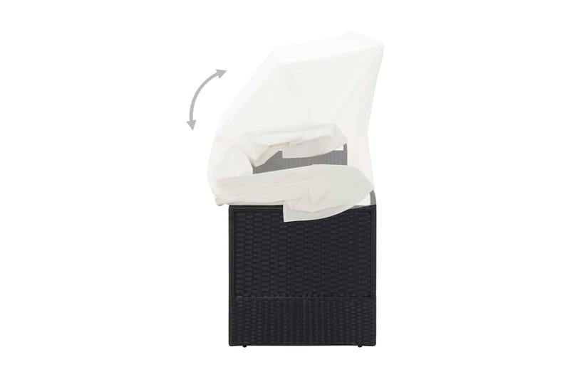 Trädgårdssoffa med tak svart konstrotting - Svart - Utemöbler - Loungemöbler - Loungesoffa