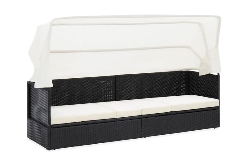 Trädgårdssoffa med tak svart konstrotting - Svart - Utemöbler - Loungemöbler - Loungesoffa