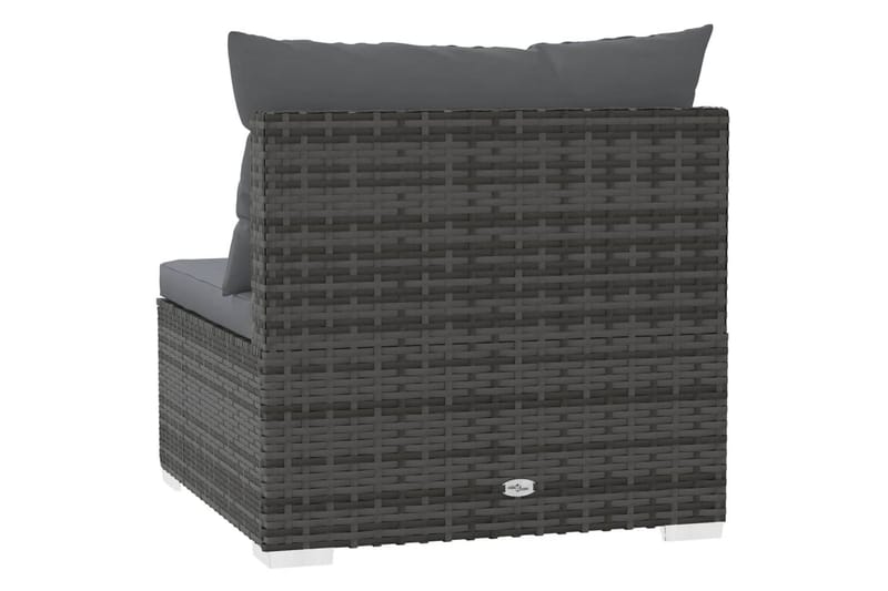 Trädgårdssoffa mittsektion med dynor grå konstrotting - Grå - Utemöbler - Loungemöbler - Loungesoffa
