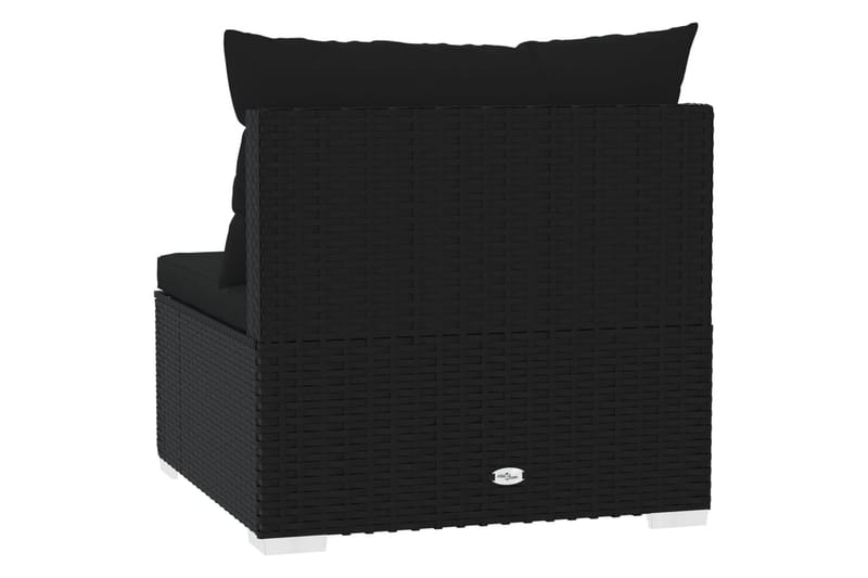 Trädgårdssoffa mittsektion med dynor svart konstrotting - Svart - Utemöbler - Loungemöbler - Loungesoffa