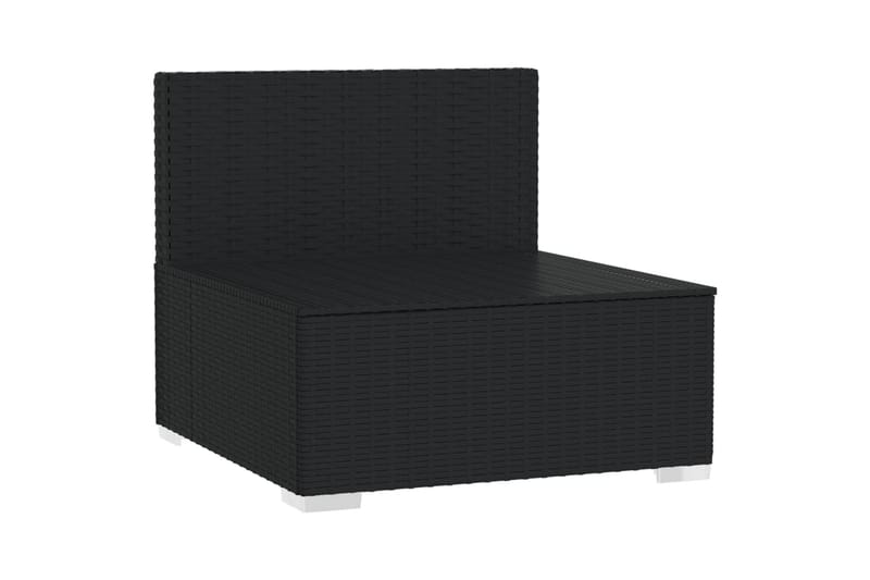Trädgårdssoffa mittsektion med dynor svart konstrotting - Svart/Blå - Utemöbler - Loungemöbler - Loungesoffa