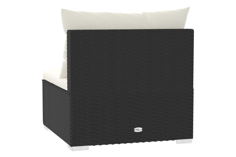 Trädgårdssoffa mittsektion med dynor svart konstrotting - Svart/Vit - Utemöbler - Loungemöbler - Loungesoffa
