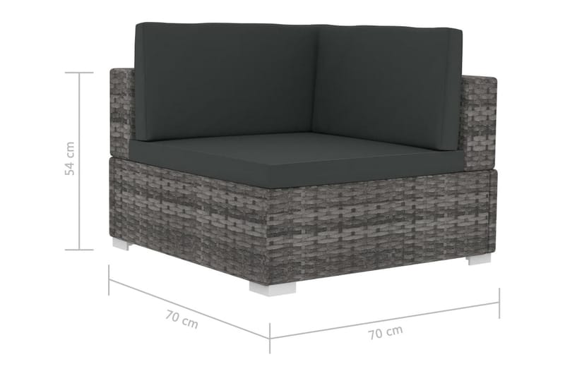 Trädgårdssoffset med dynor 4 delar konstrotting grå - Grå - Utemöbler - Loungemöbler - Loungesoffa