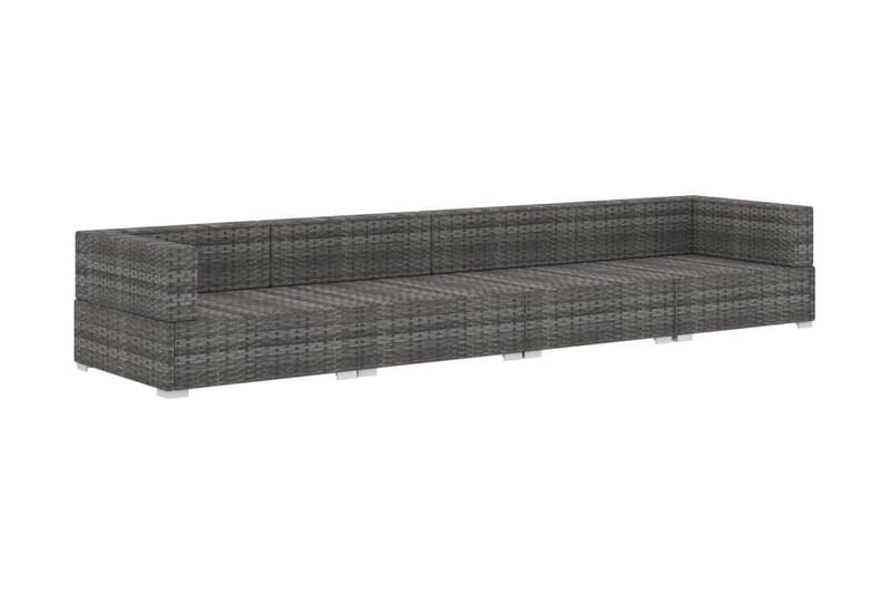 Trädgårdssoffset med dynor 4 delar konstrotting grå - Grå - Utemöbler - Loungemöbler - Loungesoffa