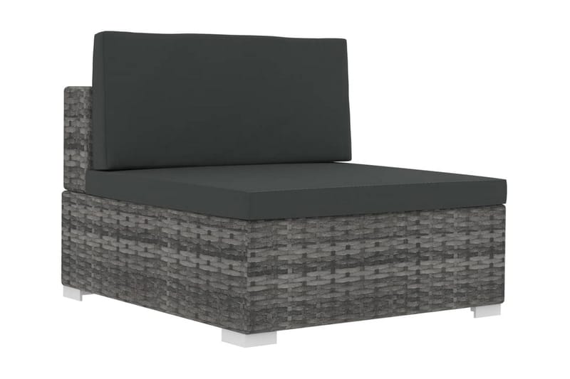Trädgårdssoffset med dynor 4 delar konstrotting grå - Grå - Utemöbler - Loungemöbler - Loungesoffa