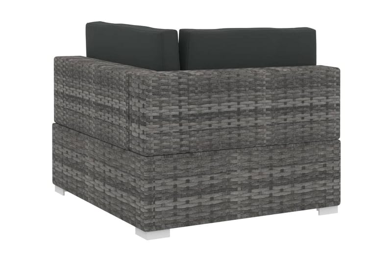 Trädgårdssoffset med dynor 4 delar konstrotting grå - Grå - Utemöbler - Loungemöbler - Loungesoffa