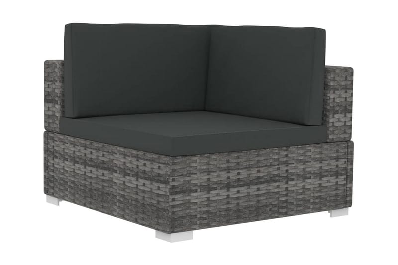 Trädgårdssoffset med dynor 4 delar konstrotting grå - Grå - Utemöbler - Loungemöbler - Loungesoffa