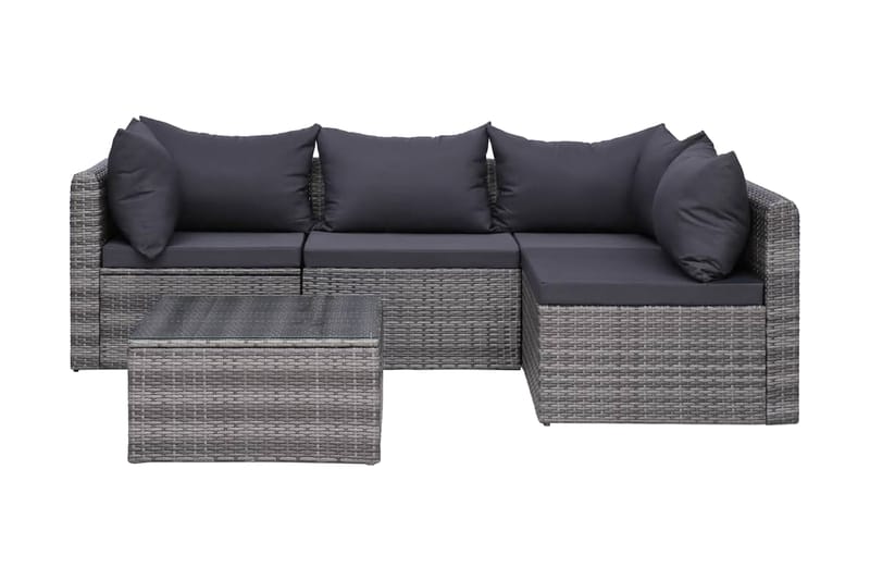 Trädgårdssoffset med dynor och kuddar 5 delar konstrotting g - Grå - Utemöbler - Loungemöbler - Loungesoffa