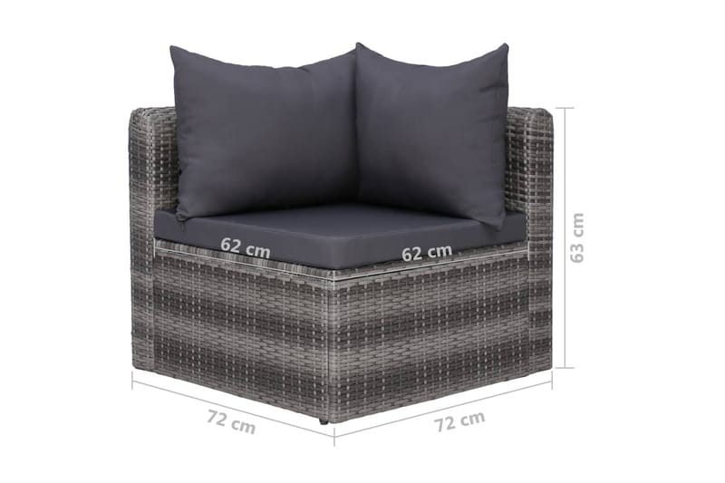 Trädgårdssoffset med dynor och kuddar 5 delar konstrotting g - Grå - Utemöbler - Loungemöbler - Loungesoffa