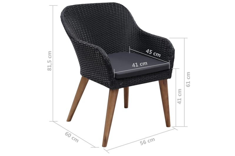 Trädgårdsfåtöljer 2 st med dynor konstrotting svart - Svart - Utemöbler - Loungemöbler - Loungestol utomhus