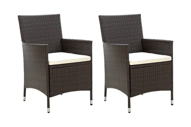 Trädgårdsstolar 2 st med dynor konstrotting brun - Brun - Utemöbler - Loungemöbler - Loungestol utomhus