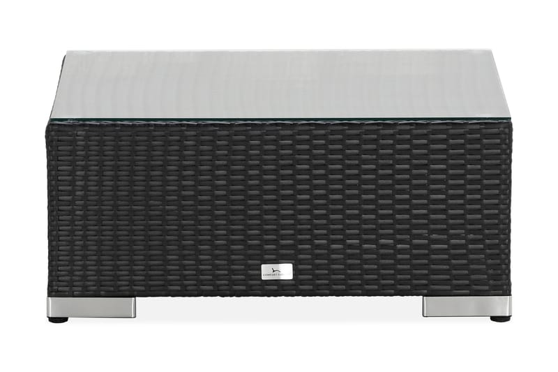 Bahamas Divanmodul + Loungebord utomhus 75x75 cm till soffgrupp i konstrotting med glasskiva - Svart - Utemöbler - Loungemöbler - Modulsoffa utomhus
