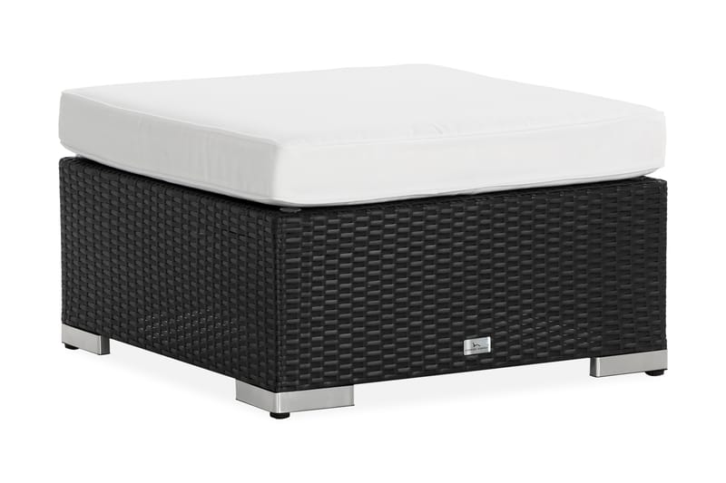 Bahamas Divanmodul + Loungebord utomhus 75x75 cm till soffgrupp i konstrotting med glasskiva - Svart - Utemöbler - Loungemöbler - Modulsoffa utomhus