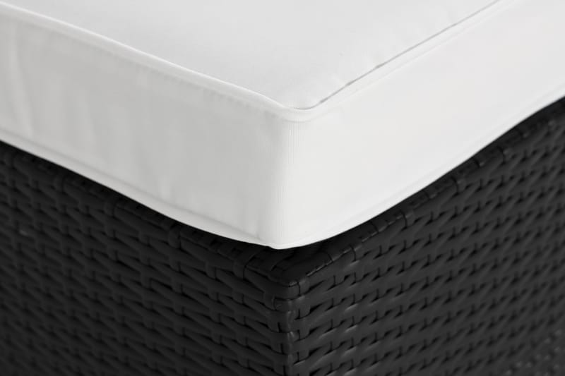 Bahamas Divanmodul + Loungebord utomhus 75x75 cm till soffgrupp i konstrotting med glasskiva - Svart - Utemöbler - Loungemöbler - Modulsoffa utomhus