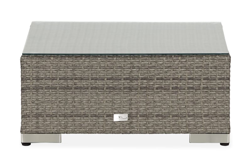 Bahamas Divanmodul - Loungebord utomhus 75x75 cm till soffgrupp i konstrotting med glasskiva - Grå / Svart dyna - Utemöbler - Loungemöbler - Modulsoffa utomhus