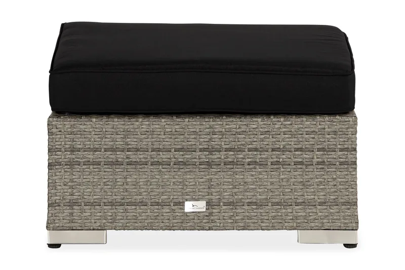 Bahamas Divanmodul - Loungebord utomhus 75x75 cm till soffgrupp i konstrotting med glasskiva - Grå / Svart dyna - Utemöbler - Loungemöbler - Modulsoffa utomhus