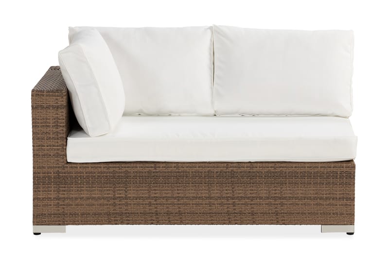 Bahamas Högermodul 140 cm - Sand Beige / Vita dynor - Utemöbler - Loungemöbler - Modulsoffa utomhus - Hörnmodul utesoffa