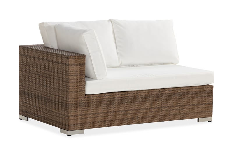 Bahamas Högermodul 140 cm - Sand Beige / Vita dynor - Utemöbler - Loungemöbler - Modulsoffa utomhus - Hörnmodul utesoffa
