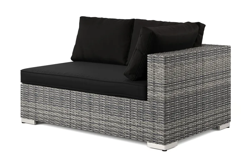 Bahamas Högermodul utomhus 140 cm i konstrotting - Grå - Utemöbler - Loungemöbler - Modulsoffa utomhus
