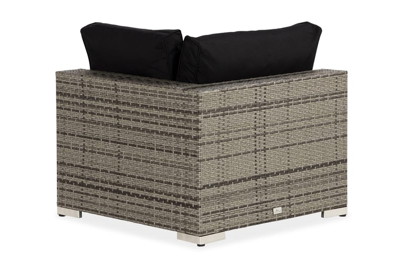 Bahamas Hörnmodul utomhus i konstrotting - Grå / Svarta dynor - Utemöbler - Loungemöbler - Modulsoffa utomhus - Hörnmodul utesoffa