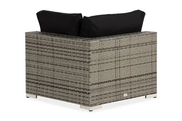 Bahamas Hörnmodul utomhus i konstrotting - Grå / Svarta dynor - Utemöbler - Loungemöbler - Modulsoffa utomhus - Hörnmodul utesoffa