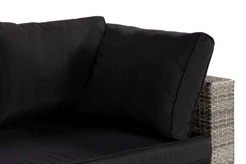 Bahamas Hörnmodul utomhus i konstrotting - Grå / Svarta dynor - Utemöbler - Loungemöbler - Modulsoffa utomhus - Hörnmodul utesoffa