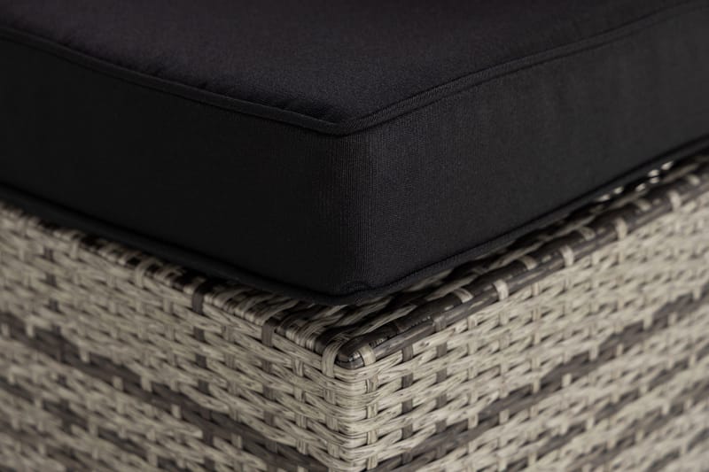 Bahamas Hörnmodul utomhus i konstrotting - Grå / Svarta dynor - Utemöbler - Loungemöbler - Modulsoffa utomhus - Hörnmodul utesoffa