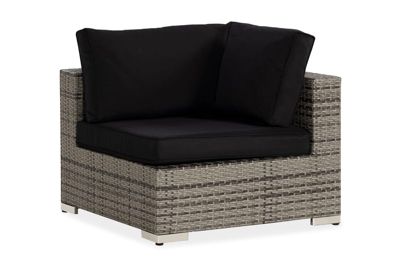 Bahamas Hörnmodul utomhus i konstrotting - Grå / Svarta dynor - Utemöbler - Loungemöbler - Modulsoffa utomhus - Hörnmodul utesoffa