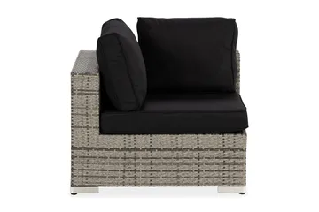 Bahamas Hörnmodul utomhus i konstrotting - Grå / Svarta dynor - Utemöbler - Loungemöbler - Modulsoffa utomhus - Hörnmodul utesoffa