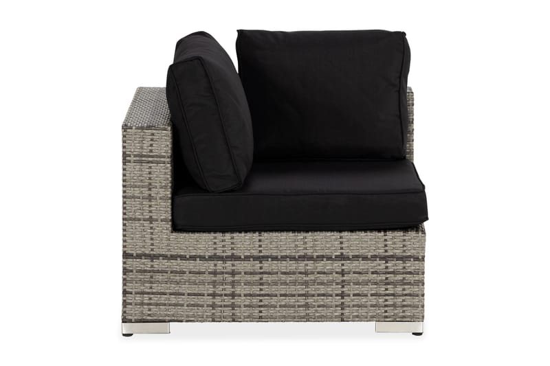 Bahamas Hörnmodul utomhus i konstrotting - Grå / Svarta dynor - Utemöbler - Loungemöbler - Modulsoffa utomhus - Hörnmodul utesoffa