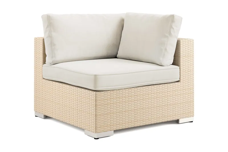 Bahamas Hörnmodul utomhus i konstrotting med Ljus vattenavisande dyna - Beige - Utemöbler - Loungemöbler - Modulsoffa utomhus - Hörnmodul utesoffa