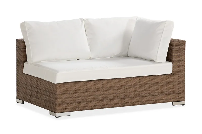 Bahamas Vänstermodul 140 cm - Sand Beige / Vita dynor - Utemöbler - Loungemöbler - Modulsoffa utomhus