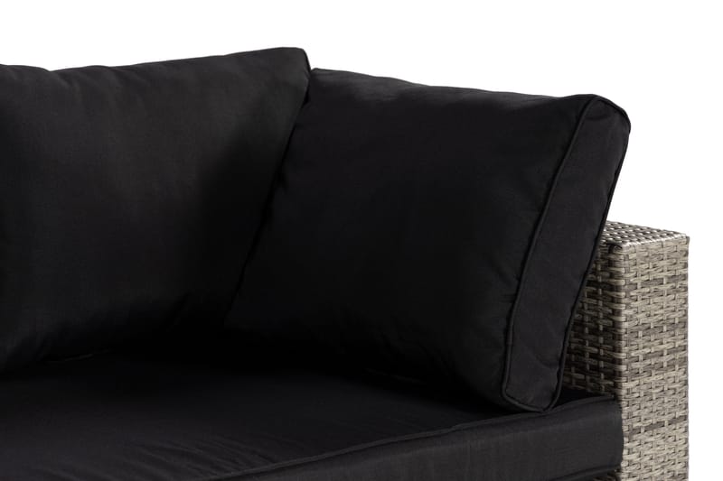 Bahamas Vänstermodul utomhus 140 cm i konstrotting - Grå / Svarta dynor - Utemöbler - Loungemöbler - Modulsoffa utomhus