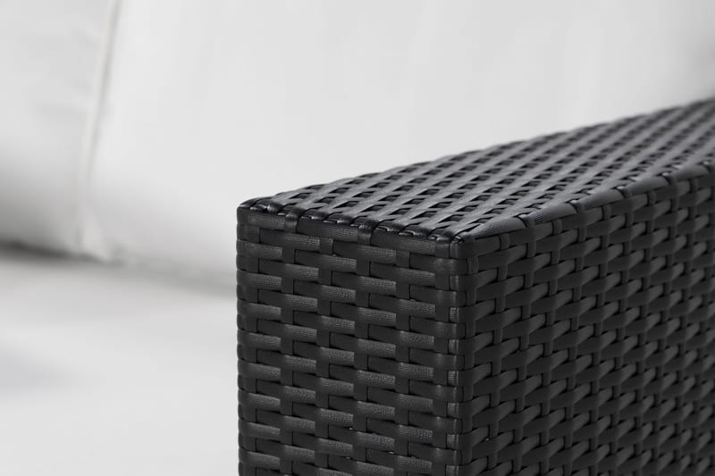 Bahamas Vänstermodul utomhus 140 cm i konstrotting - Svart / Vita dynor - Utemöbler - Loungemöbler - Modulsoffa utomhus