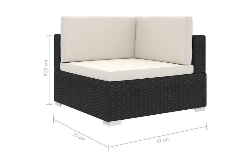 Hörnsits till Modulsoffa Utomhus 1 st med dynor konstrotting svart - Svart - Utemöbler - Loungemöbler - Modulsoffa utomhus - Hörnmodul utesoffa