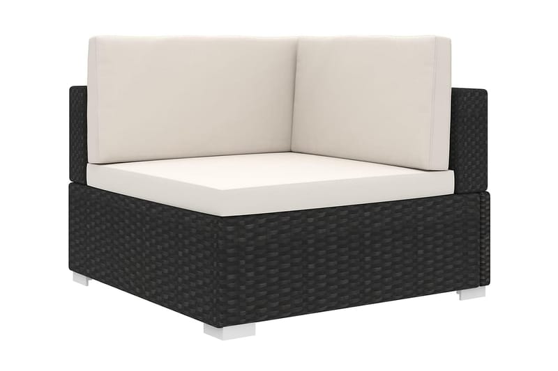 Hörnsits till Modulsoffa Utomhus 1 st med dynor konstrotting svart - Svart - Utemöbler - Loungemöbler - Modulsoffa utomhus - Hörnmodul utesoffa