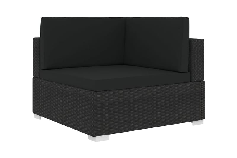 Hörnsits till Modulsoffa Utomhus 1 st med dynor konstrotting svart - Svart - Utemöbler - Loungemöbler - Modulsoffa utomhus - Hörnmodul utesoffa