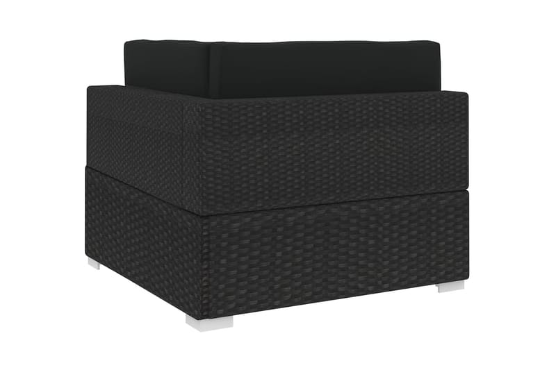 Hörnsits till Modulsoffa Utomhus 1 st med dynor konstrotting svart - Svart - Utemöbler - Loungemöbler - Modulsoffa utomhus - Hörnmodul utesoffa